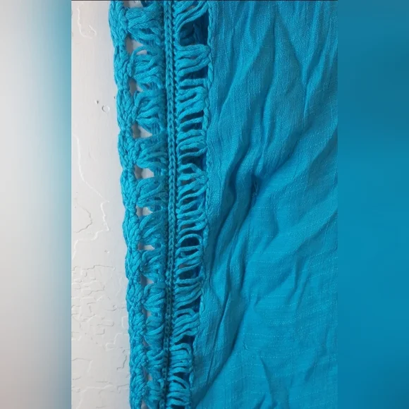 Swimsuit Coverup Batwing Sleeves Crochet Lace Edging Resort Vacay Beach Vacation - Picture 4 of 10